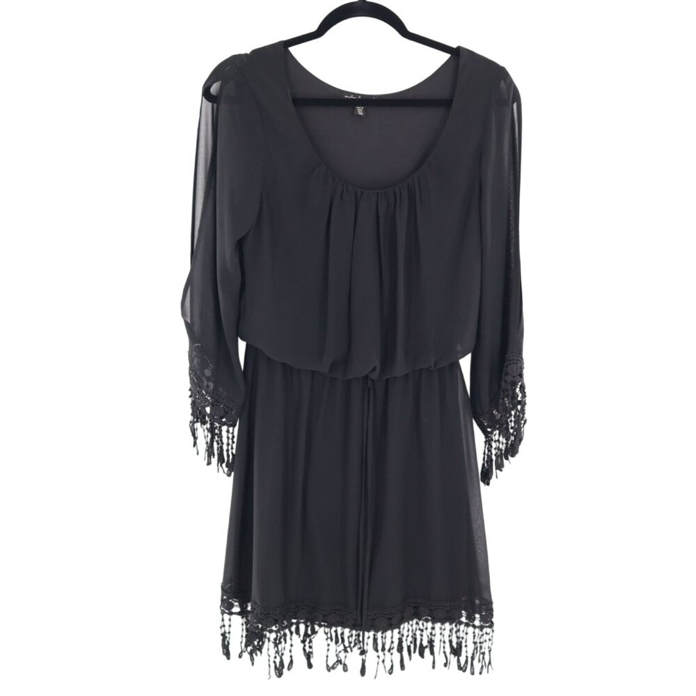 City Triangles Chiffon Dress Womens M Black Fairy‎ Grunge Dark Boho Whimsigoth
